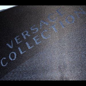 Versace collection black and blue logo scarf